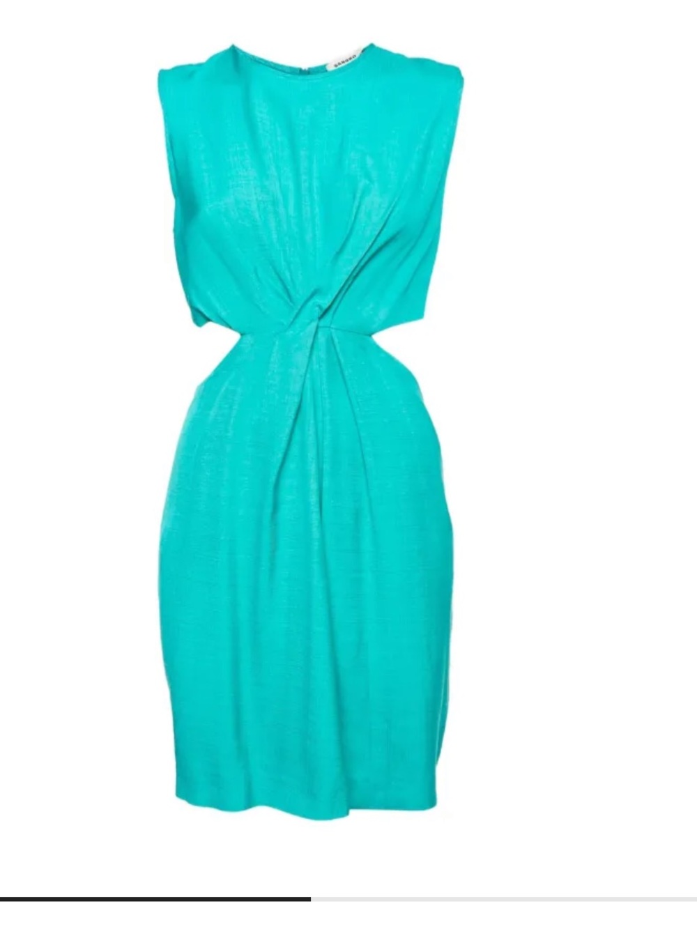 Sandro Turquoise Knot-Front Cutout Midi Dress